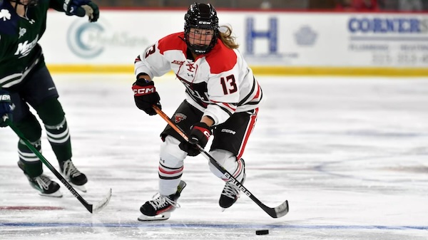 ( Photo Credit: St. Lawrence Athletics )
By: Alexis Caines | Follow me on Twitter/X @alexiscaines_
Boston hockey fans should get excited at the prospect of Sarah Marchand. Not only would she join the Boston Fleet as skilled offensive forward; she would also bring back the #63 to Boston. Thou